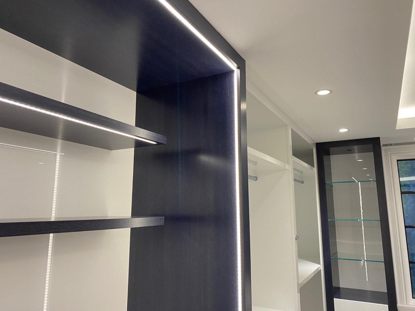 Built-in shelving with integrated lighting
