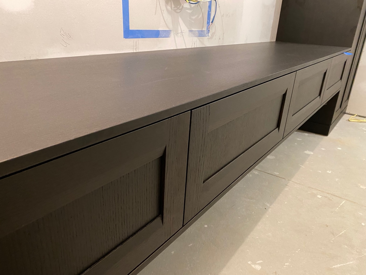 Built-in credenza with brushed hardware