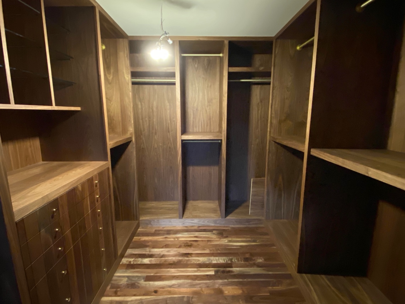 Walnut walk-in closet