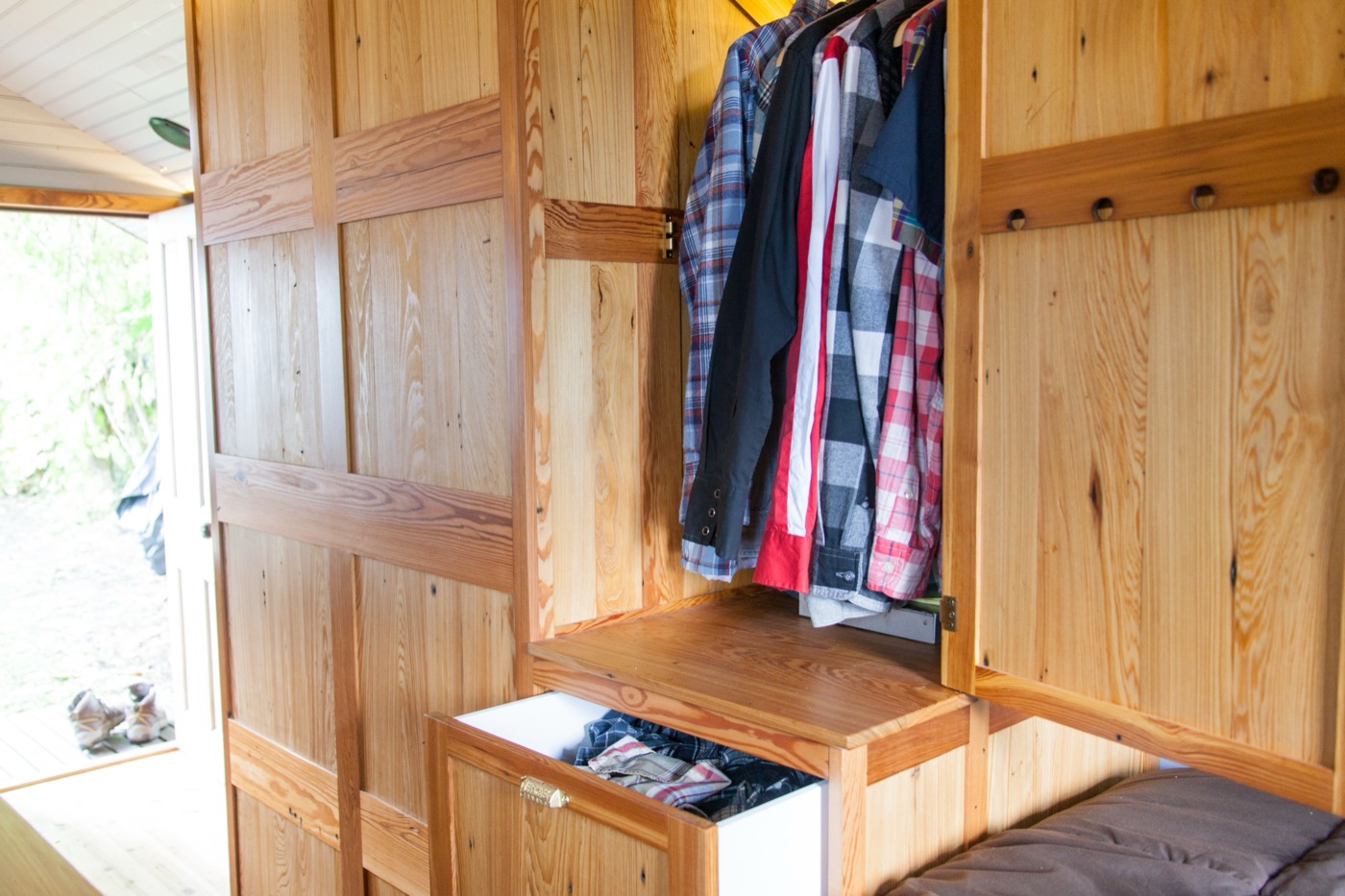 Built-in wardrobe with open door