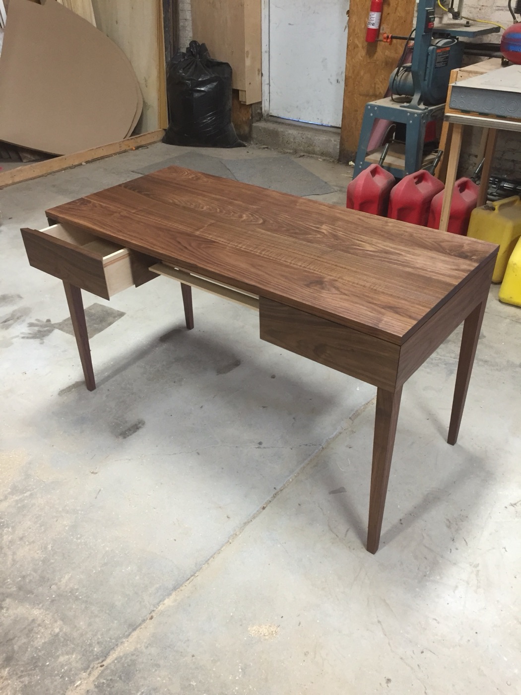 Walnut writing desk with drawer