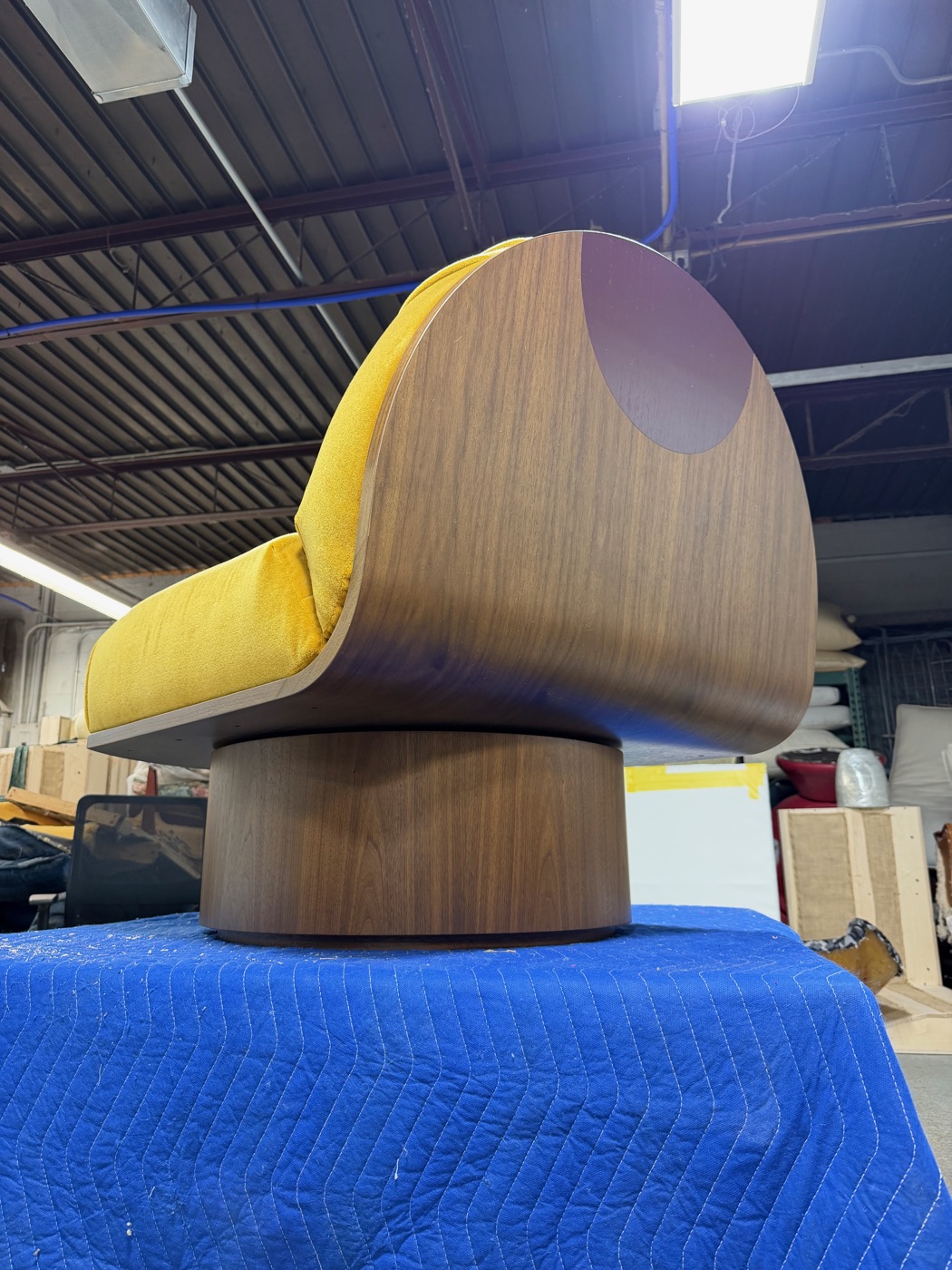 Bentwood swivel chair, rear detail showing shell