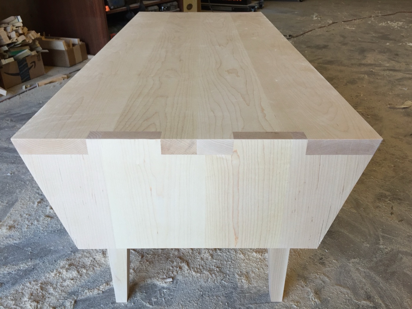 Table build glue-up in the shop