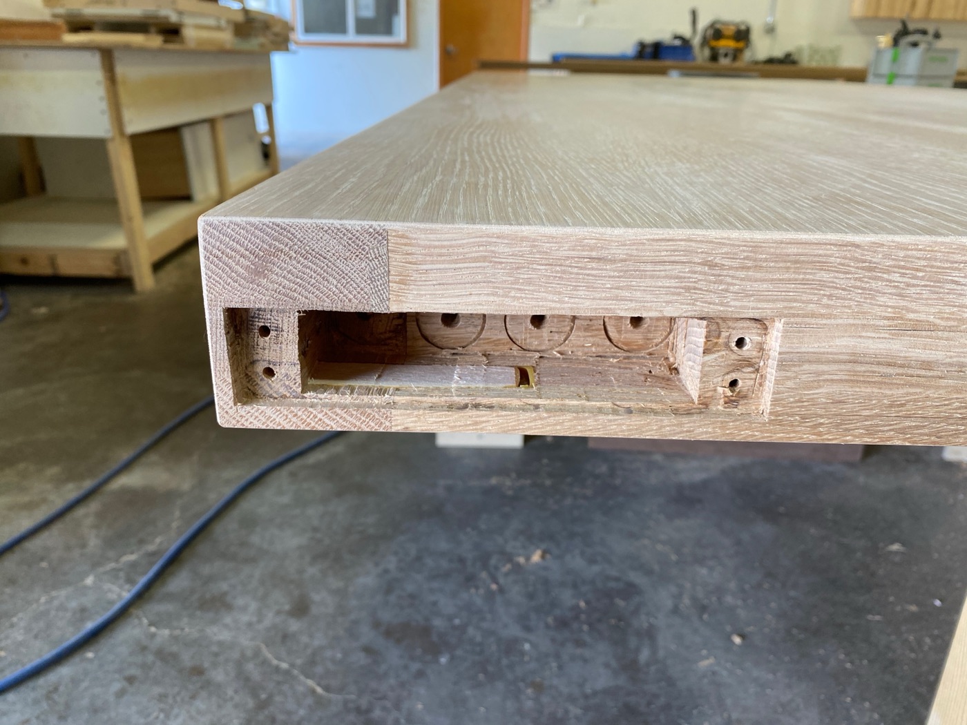 Table leg and apron joinery detail